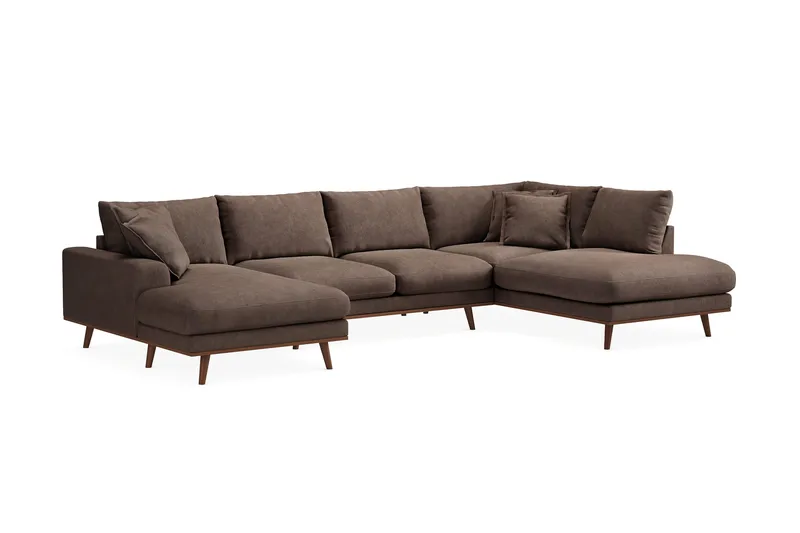 Copenhagen Premium 5-sits Högervänd U-formad Djup Soffa med Divan och Schäslong i Tyg - Mörkbrun - Möbler - Vardagsrum - Soffor - U-soffor