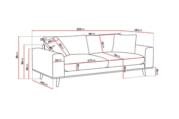 Copenhagen Premium Djup 3-sits Soffa i Chenille - Grå/Blå - Möbler - Vardagsrum - Soffor - 3-sits soffor