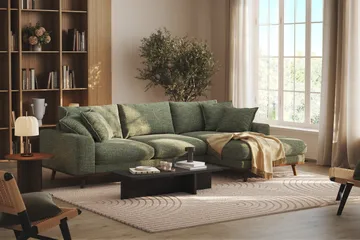 Copenhagen Premium 4-sits Högervänd L-formad Djup Divansoffa i Chenille - Grön - Möbler - Vardagsrum - Soffor - Divansoffa & schäslong