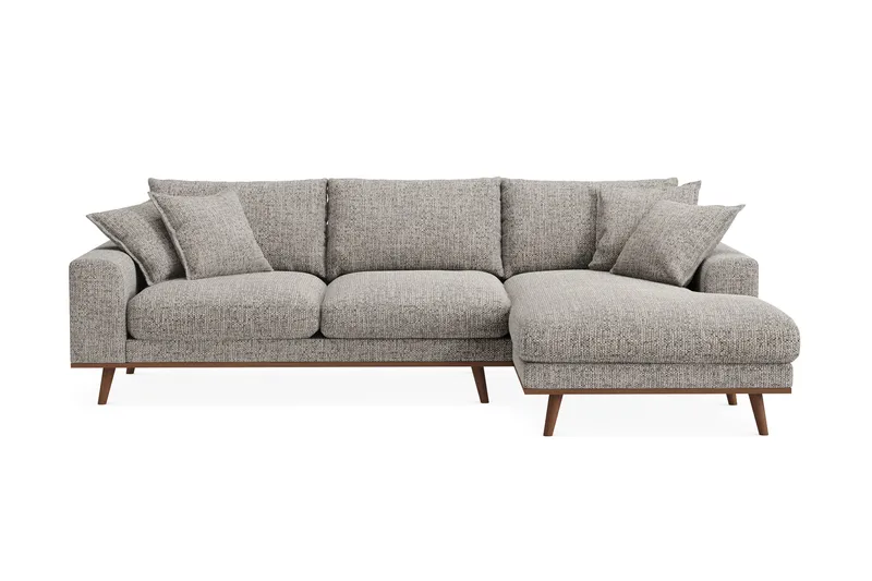 Copenhagen Premium 4-sits Högervänd L-formad Djup Divansoffa i Chenille, Grå