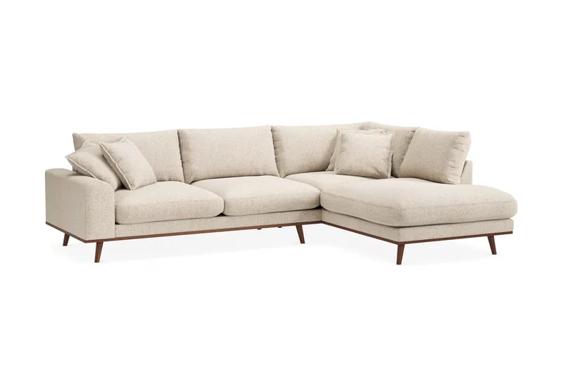 Copenhagen Premium 4-sits Högervänd L-formad Djup Schäslongsoffa i Chenille - Beige - Möbler - Vardagsrum - Soffor - Divansoffa & schäslong