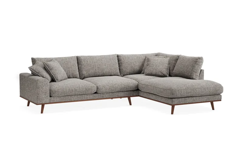 Copenhagen Premium 4-sits Högervänd L-formad Djup Schäslongsoffa i Chenille - Grå - Möbler - Vardagsrum - Soffor - Divansoffa & schäslong