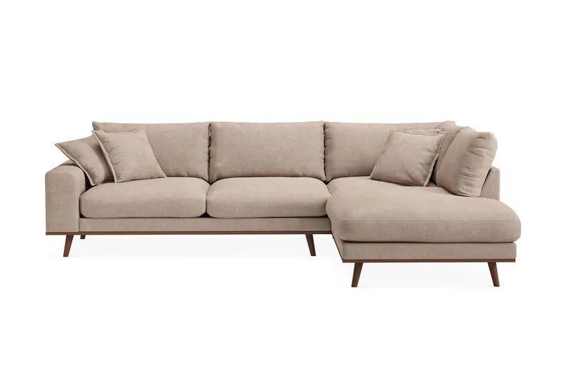 Copenhagen Premium 4-sits Högervänd L-formad Djup Schäslongsoffa i Tyg - Ljusbrun - Möbler - Vardagsrum - Soffor - Divansoffa & schäslong