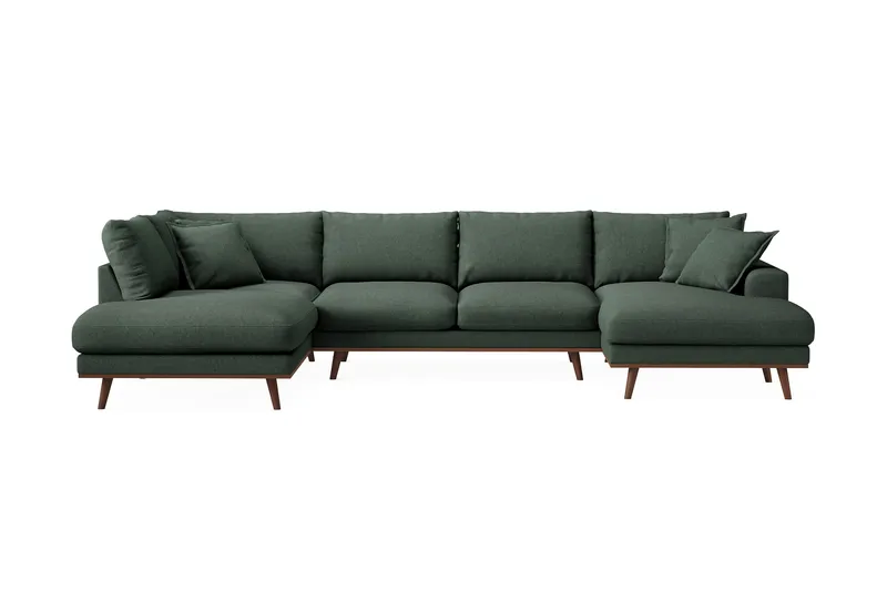 Copenhagen Premium 5-sits Vänstervänd U-formad Djup Soffa med Divan och Schäslong i Tyg - Grön - Möbler - Vardagsrum - Soffor - U-soffor