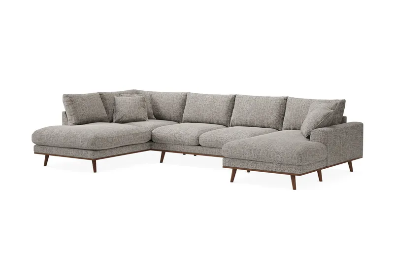 Copenhagen Premium 5-sits Vänstervänd U-formad Djup Soffa med Divan och Schäslong i Chenille - Grå - Möbler - Vardagsrum - Soffor - U-soffor