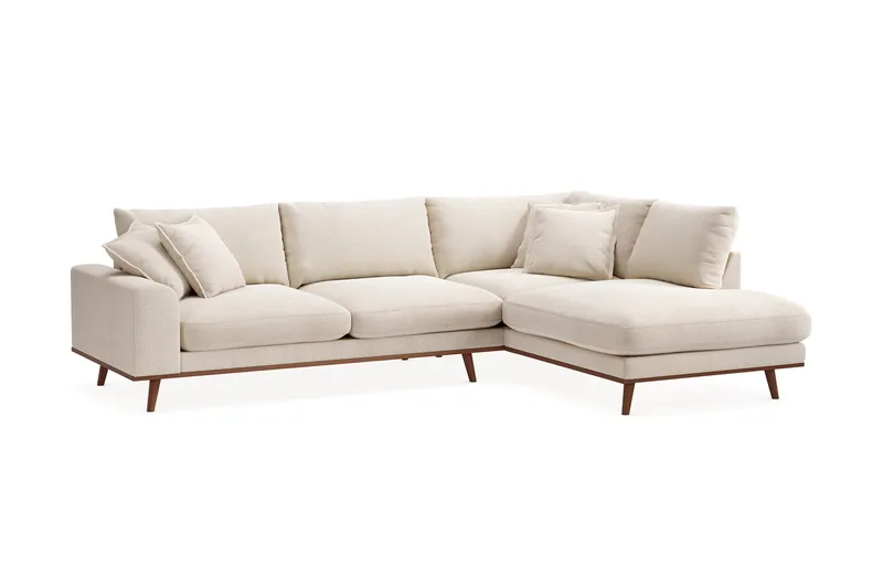 Copenhagen Premium 4-sits Högervänd L-formad Djup Schäslongsoffa i Chenille - Ljusbeige - Möbler - Vardagsrum - Soffor - Divansoffa & schäslong