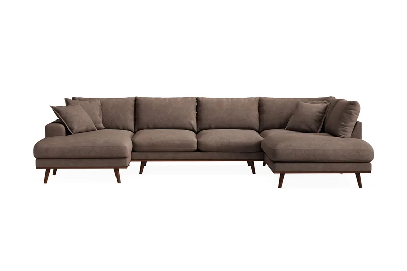 Copenhagen Premium 5-sits Högervänd U-formad Djup Soffa med Divan och Schäslong i Tyg - Mörkbrun - Möbler - Vardagsrum - Soffor - U-soffor