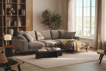 Copenhagen Premium 4-sits Högervänd L-formad Djup Divansoffa i Chenille - Brun - Möbler - Vardagsrum - Soffor - Divansoffa & schäslong