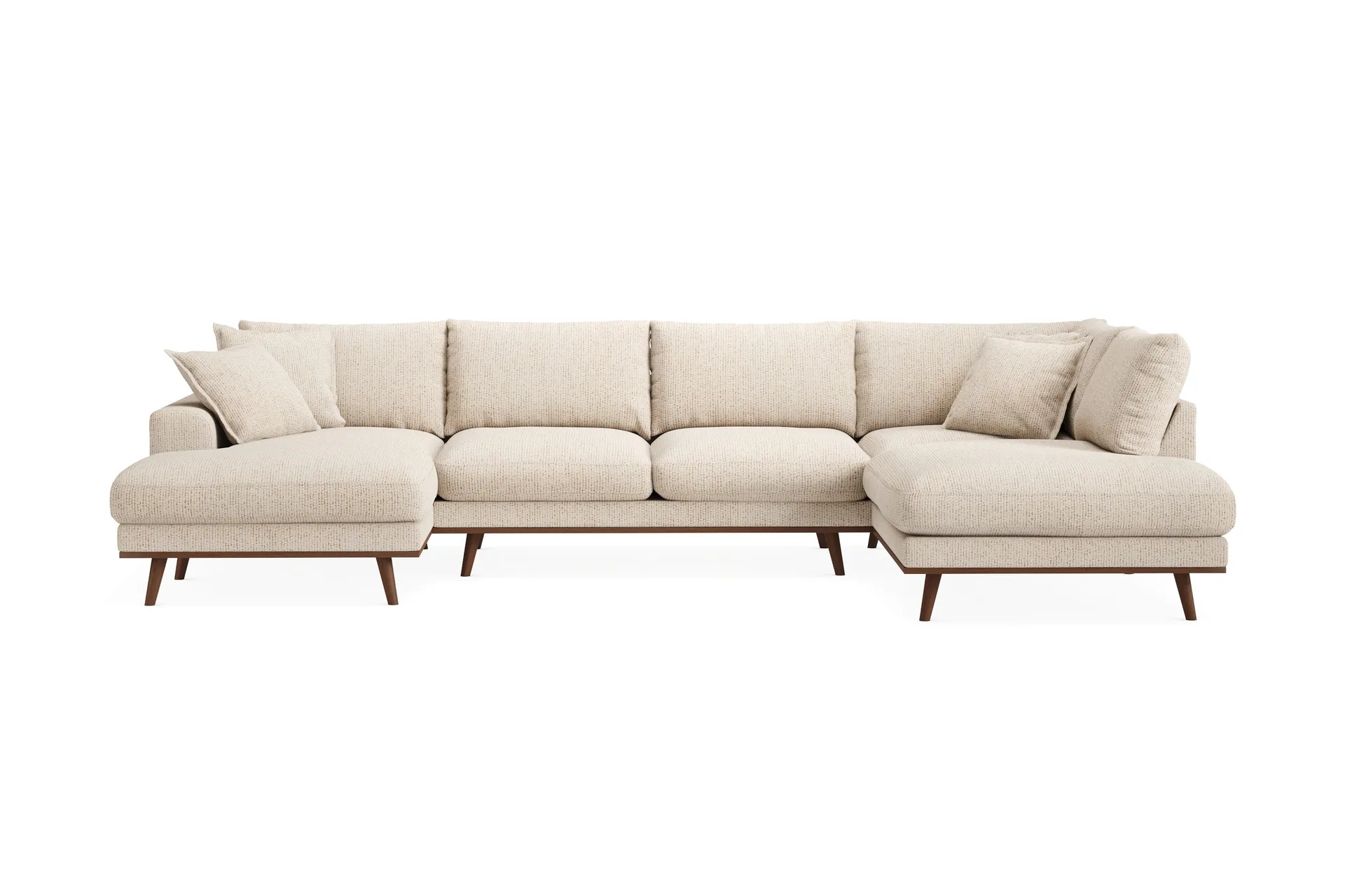 copenhagen premium 5-sits högervänd u-formad djup soffa med divan och schäslong i chenille - beige