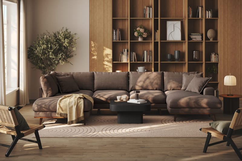 Copenhagen Premium 5-sits Vänstervänd U-formad Djup Soffa med Divan och Schäslong i Tyg - Mörkbrun - Möbler - Vardagsrum - Soffor - U-soffor