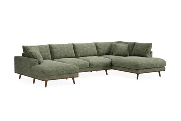 Copenhagen Premium 5-sits Högervänd U-formad Djup Soffa med Divan och Schäslong i Chenille - Grön - Möbler - Vardagsrum - Soffor - U-soffor