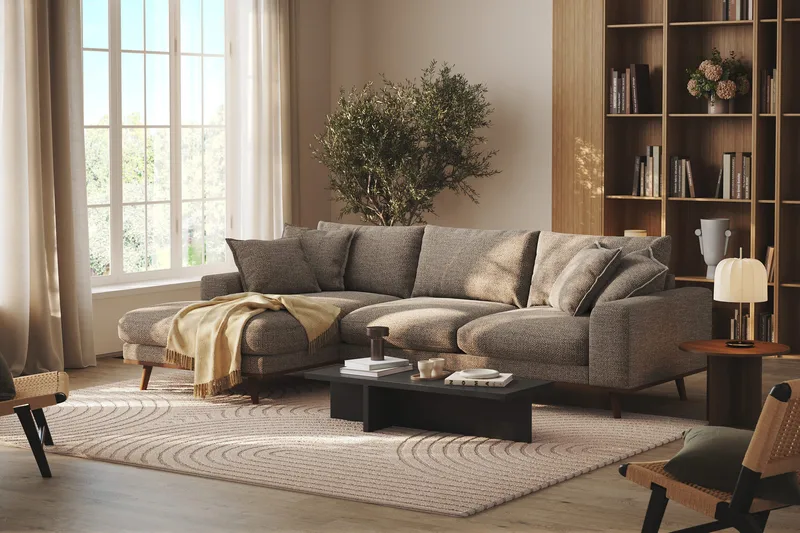 Copenhagen Premium 4-sits Vänstervänd L-formad Djup Divansoffa i Chenille - Brun - Möbler - Vardagsrum - Soffor - Divansoffa & schäslong