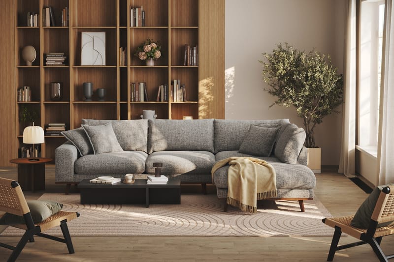 Copenhagen Premium 4-sits Högervänd L-formad Djup Schäslongsoffa i Chenille - Grå - Möbler - Vardagsrum - Soffor - Divansoffa & schäslong