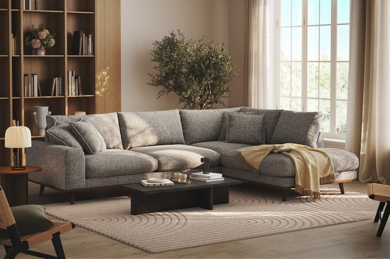 Copenhagen Premium 4-sits Högervänd L-formad Djup Schäslongsoffa i Chenille - Grå - Möbler - Vardagsrum - Soffor - Divansoffa & schäslong