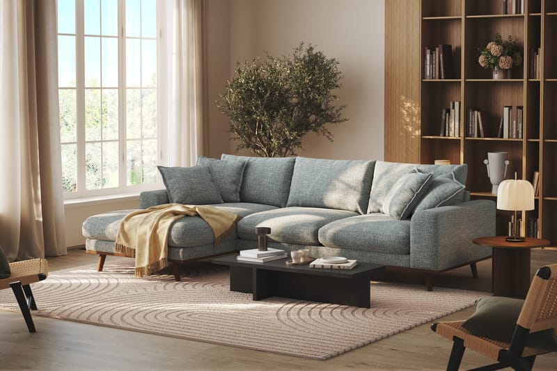 Copenhagen Premium 4-sits Vänstervänd L-formad Djup Divansoffa i Chenille - Grå/Blå - Möbler - Vardagsrum - Soffor - Divansoffa & schäslong