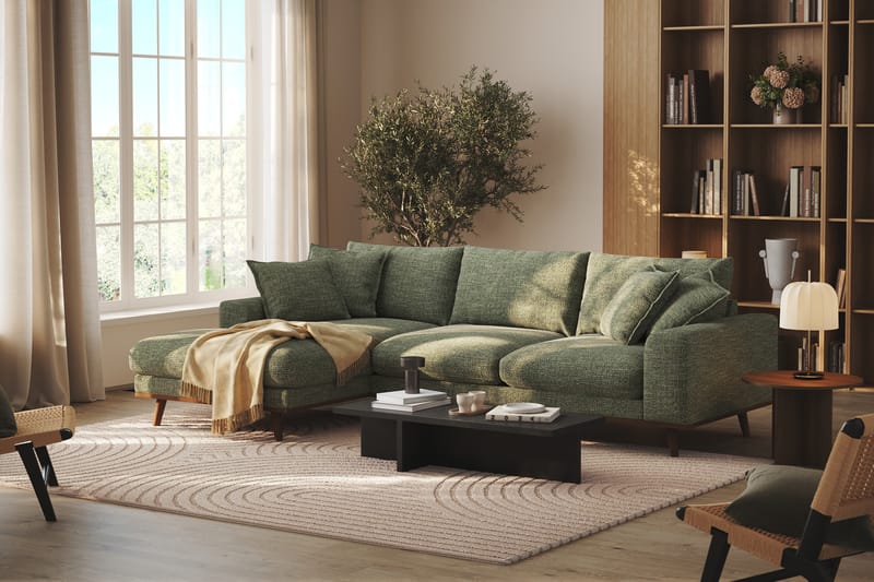 Copenhagen Premium 4-sits Vänstervänd L-formad Djup Divansoffa i Chenille - Grön - Möbler - Vardagsrum - Soffor - Divansoffa & schäslong