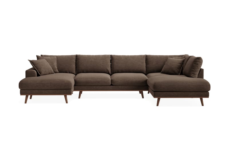 Copenhagen Premium 5-sits Vänstervänd U-formad Djup Soffa med Divan och Schäslong i Tyg - Brun - Möbler - Vardagsrum - Soffor - U-soffor