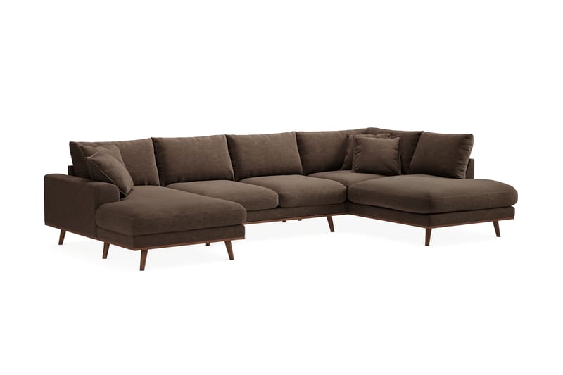Copenhagen Premium 5-sits Vänstervänd U-formad Djup Soffa med Divan och Schäslong i Tyg - Brun - Möbler - Vardagsrum - Soffor - U-soffor