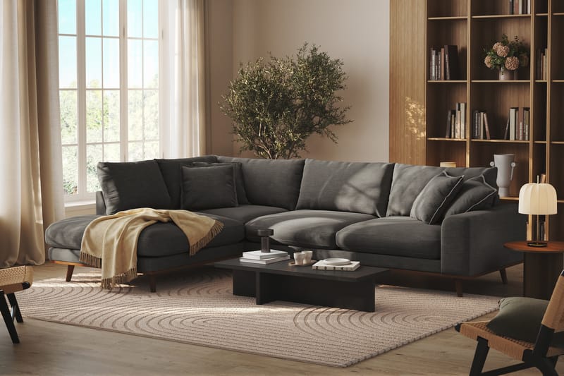 Copenhagen Premium 4-sits Vänstervänd L-formad Djup Schäslongsoffa i Tyg - Mörkgrå - Möbler - Vardagsrum - Soffor - Divansoffa & schäslong