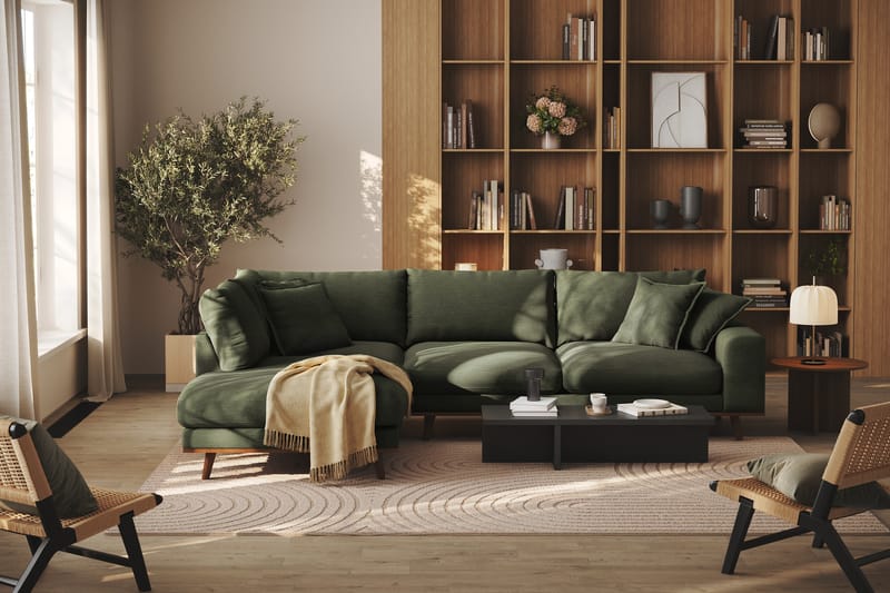 Copenhagen Premium 4-sits Vänstervänd L-formad Djup Schäslongsoffa i Tyg - Grön - Möbler - Vardagsrum - Soffor - Divansoffa & schäslong
