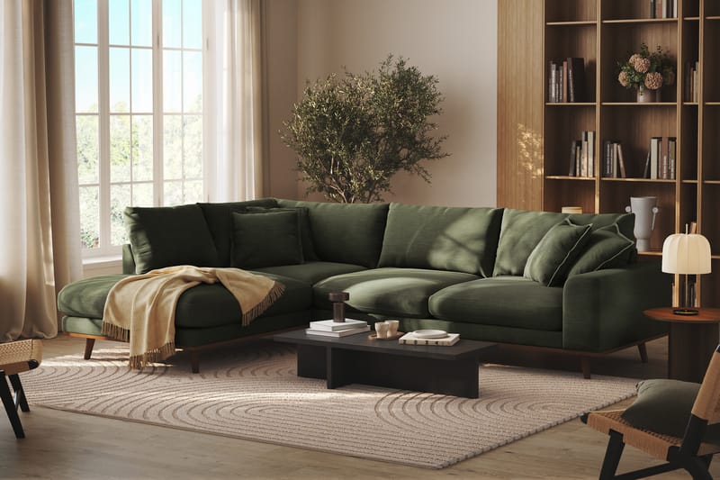 Copenhagen Premium 4-sits Vänstervänd L-formad Djup Schäslongsoffa i Tyg - Grön - Möbler - Vardagsrum - Soffor - Divansoffa & schäslong