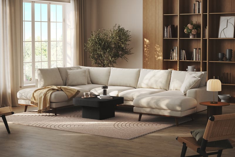 Copenhagen Premium 5-sits Vänstervänd U-formad Djup Soffa med Divan och Schäslong i Tyg - Ljusbeige - Möbler - Vardagsrum - Soffor - U-soffor