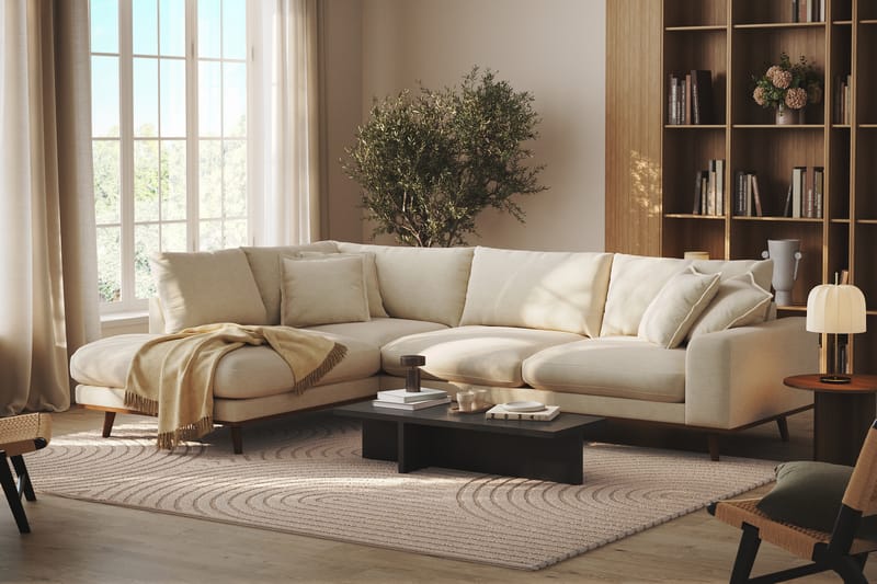 Copenhagen Premium 4-sits Vänstervänd L-formad Djup Schäslongsoffa i Tyg - Beige - Möbler - Vardagsrum - Soffor - Divansoffa & schäslong
