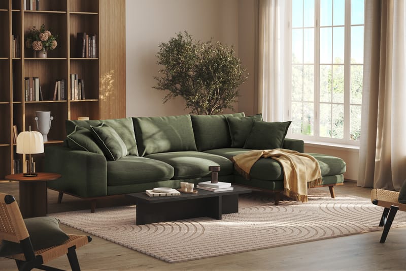 Copenhagen Premium 4-sits Högervänd L-formad Djup Divansoffa i Tyg - Grön - Möbler - Vardagsrum - Soffor - Divansoffa & schäslong