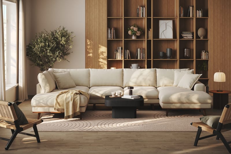Copenhagen Premium 5-sits Vänstervänd U-formad Djup Soffa med Divan och Schäslong i Tyg - Beige - Möbler - Vardagsrum - Soffor - U-soffor