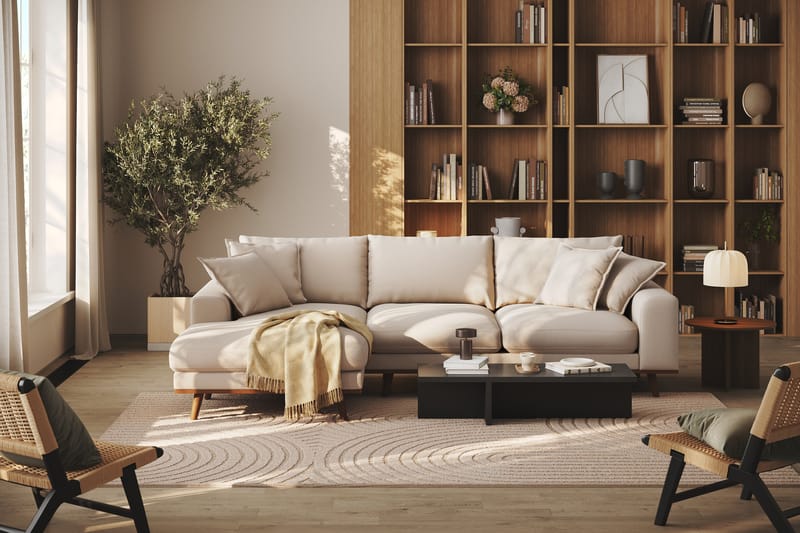 Copenhagen Premium 4-sits Vänstervänd L-formad Djup Divansoffa i Bouclé - Ljusbeige - Möbler - Vardagsrum - Soffor - Divansoffa & schäslong
