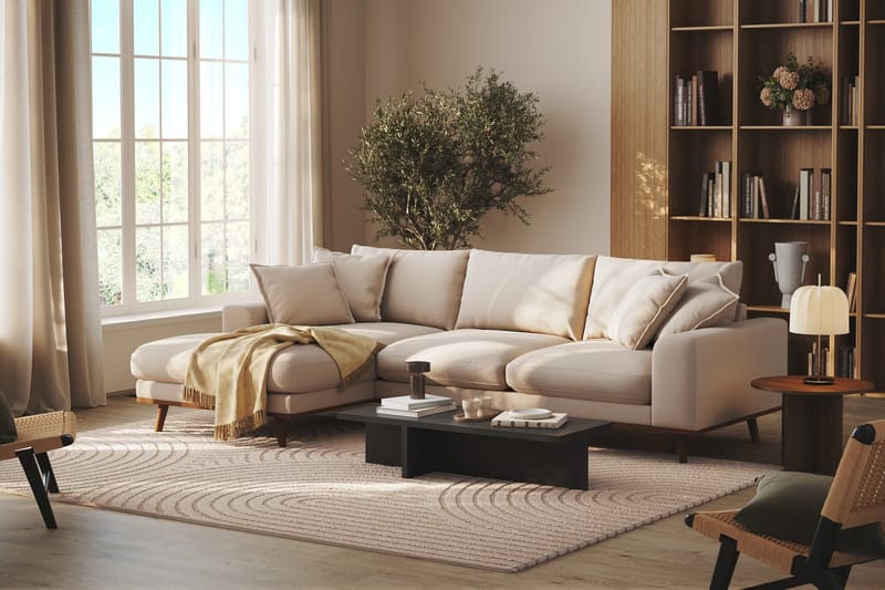 Copenhagen Premium 4-sits Vänstervänd L-formad Djup Divansoffa i Bouclé - Ljusbeige - Möbler - Vardagsrum - Soffor - Divansoffa & schäslong