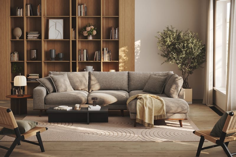 Copenhagen Premium 4-sits Högervänd L-formad Djup Schäslongsoffa i Chenille - Brun - Möbler - Vardagsrum - Soffor - Divansoffa & schäslong