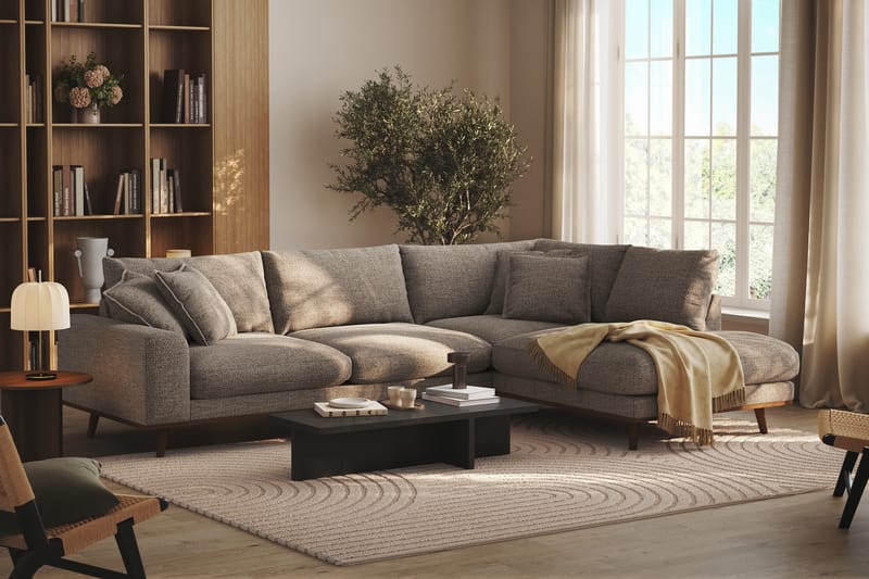 Copenhagen Premium 4-sits Högervänd L-formad Djup Schäslongsoffa i Chenille - Brun - Möbler - Vardagsrum - Soffor - Divansoffa & schäslong