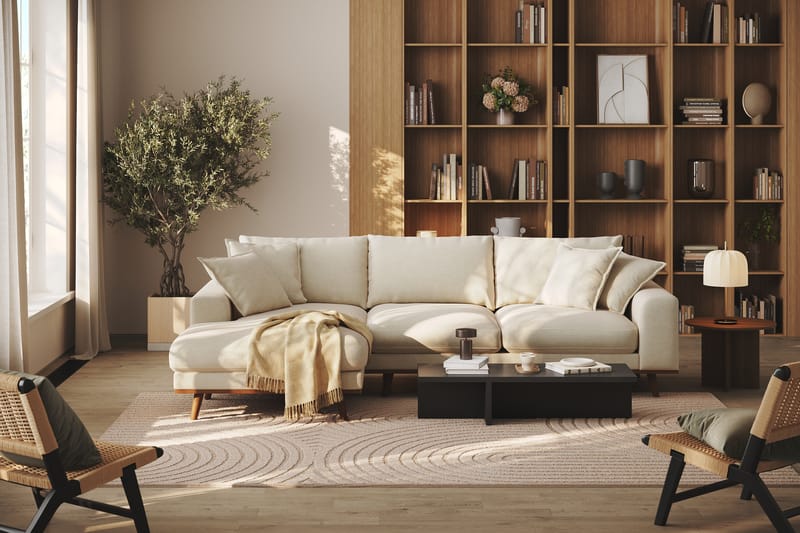 Copenhagen Premium 4-sits Vänstervänd L-formad Djup Divansoffa i Tyg - Beige - Möbler - Vardagsrum - Soffor - Divansoffa & schäslong