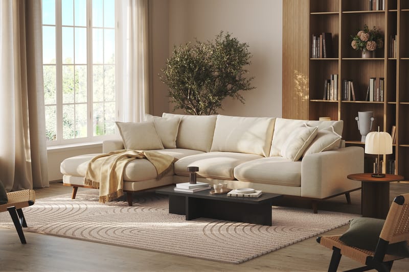 Copenhagen Premium 4-sits Vänstervänd L-formad Djup Divansoffa i Tyg - Beige - Möbler - Vardagsrum - Soffor - Divansoffa & schäslong