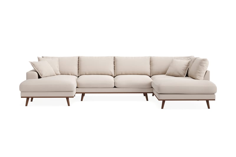 Copenhagen Premium 5-sits Högervänd U-formad Djup Soffa med Divan och Schäslong i Bouclé - Ljusbeige - Möbler - Vardagsrum - Soffor - U-soffor
