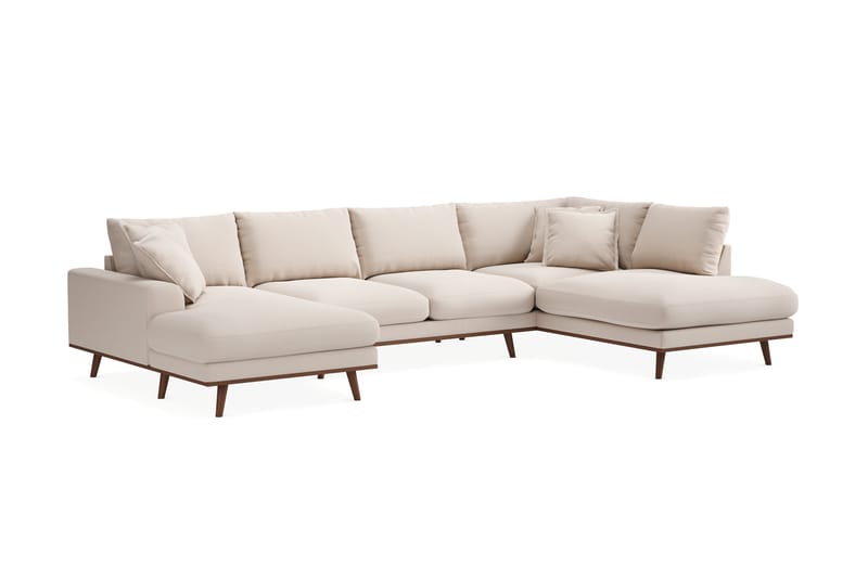 Copenhagen Premium 5-sits Högervänd U-formad Djup Soffa med Divan och Schäslong i Bouclé - Ljusbeige - Möbler - Vardagsrum - Soffor - U-soffor