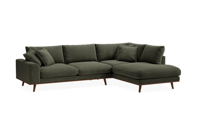 Copenhagen Premium 4-sits Högervänd L-formad Djup Schäslongsoffa i Tyg - Grön - Möbler - Vardagsrum - Soffor - Divansoffa & schäslong