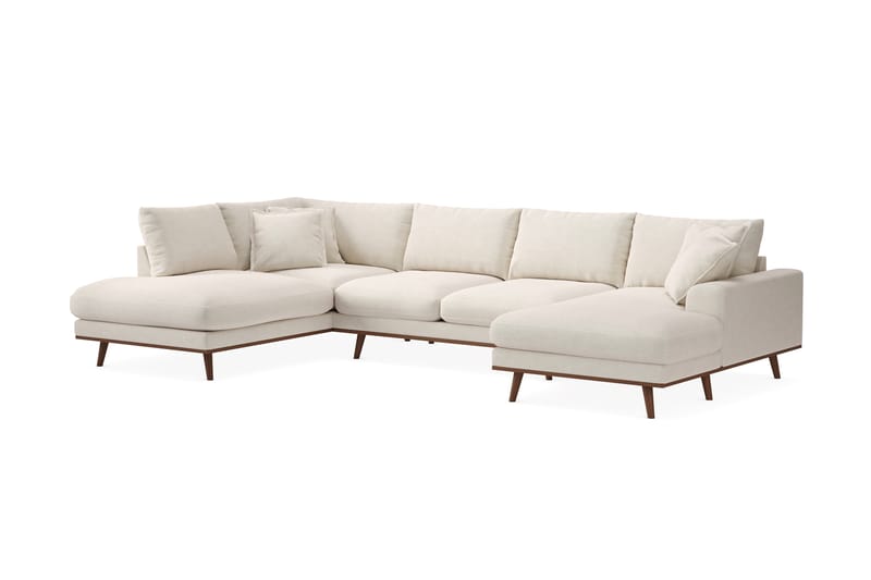 Copenhagen Premium 5-sits Högervänd U-formad Djup Soffa med Divan och Schäslong i Tyg - Ljusbeige - Möbler - Vardagsrum - Soffor - U-soffor