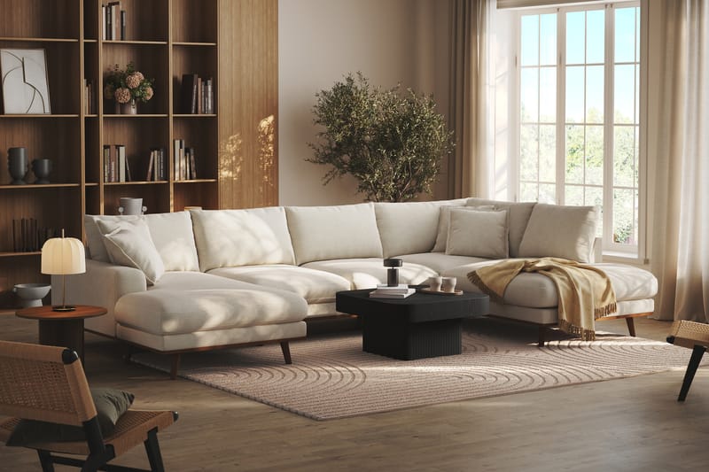 Copenhagen Premium 5-sits Högervänd U-formad Djup Soffa med Divan och Schäslong i Tyg - Ljusbeige - Möbler - Vardagsrum - Soffor - U-soffor