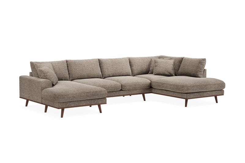 Copenhagen Premium 5-sits Högervänd U-formad Djup Soffa med Divan och Schäslong i Chenille - Brun - Möbler - Vardagsrum - Soffor - U-soffor