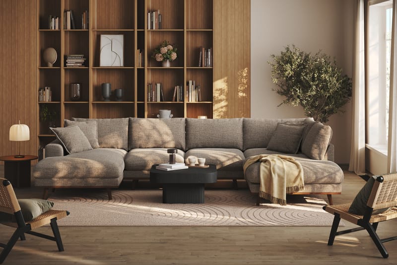 Copenhagen Premium 5-sits Högervänd U-formad Djup Soffa med Divan och Schäslong i Chenille - Brun - Möbler - Vardagsrum - Soffor - U-soffor