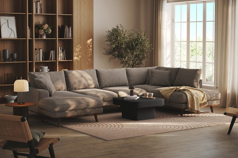 Copenhagen Premium 5-sits Högervänd U-formad Djup Soffa med Divan och Schäslong i Chenille - Brun - Möbler - Vardagsrum - Soffor - U-soffor