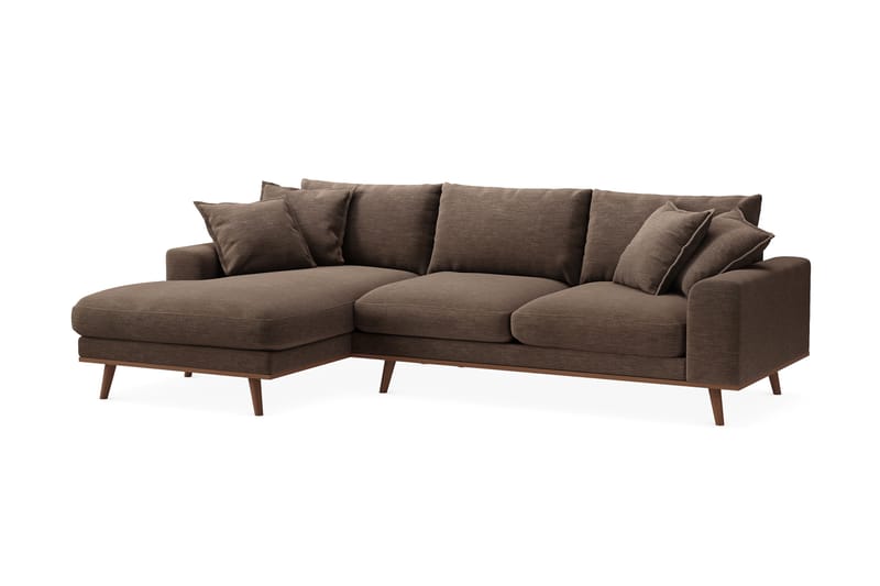 Copenhagen Premium 4-sits Vänstervänd L-formad Djup Divansoffa i Tyg - Brun - Möbler - Vardagsrum - Soffor - Divansoffa & schäslong