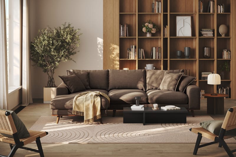 Copenhagen Premium 4-sits Vänstervänd L-formad Djup Divansoffa i Tyg - Brun - Möbler - Vardagsrum - Soffor - Divansoffa & schäslong