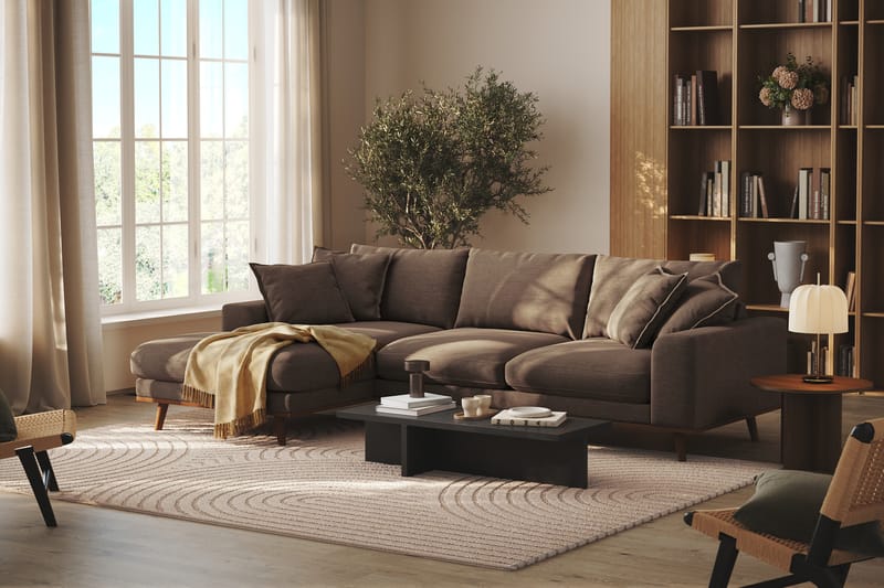 Copenhagen Premium 4-sits Vänstervänd L-formad Djup Divansoffa i Tyg - Brun - Möbler - Vardagsrum - Soffor - Divansoffa & schäslong