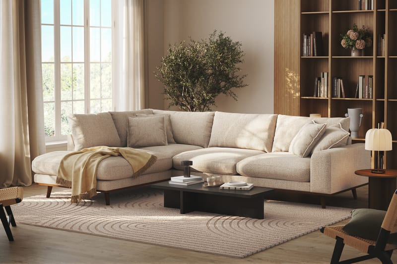 Copenhagen Premium 4-sits Vänstervänd L-formad Djup Schäslongsoffa i Chenille - Beige - Möbler - Vardagsrum - Soffor - Divansoffa & schäslong