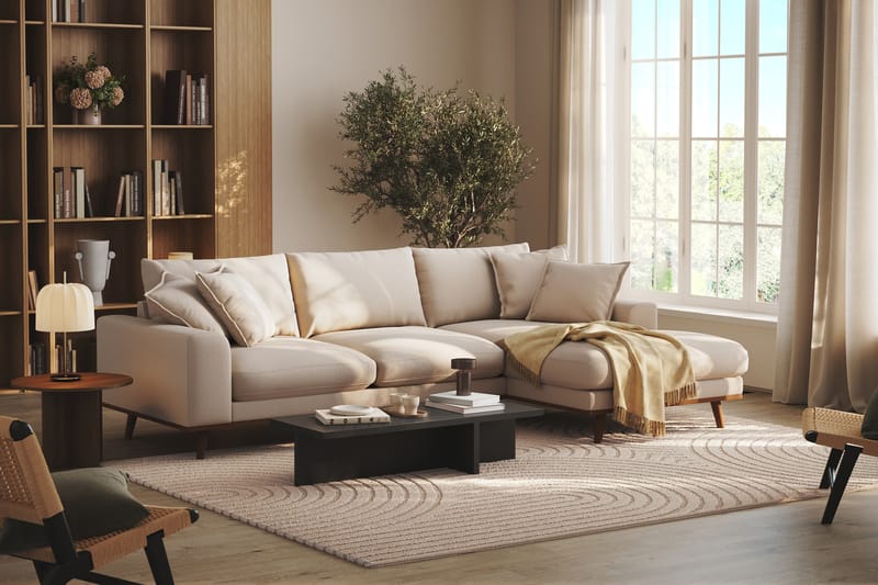 Copenhagen Premium 4-sits Högervänd L-formad Djup Divansoffa i Bouclé - Ljusbeige - Möbler - Vardagsrum - Soffor - Divansoffa & schäslong