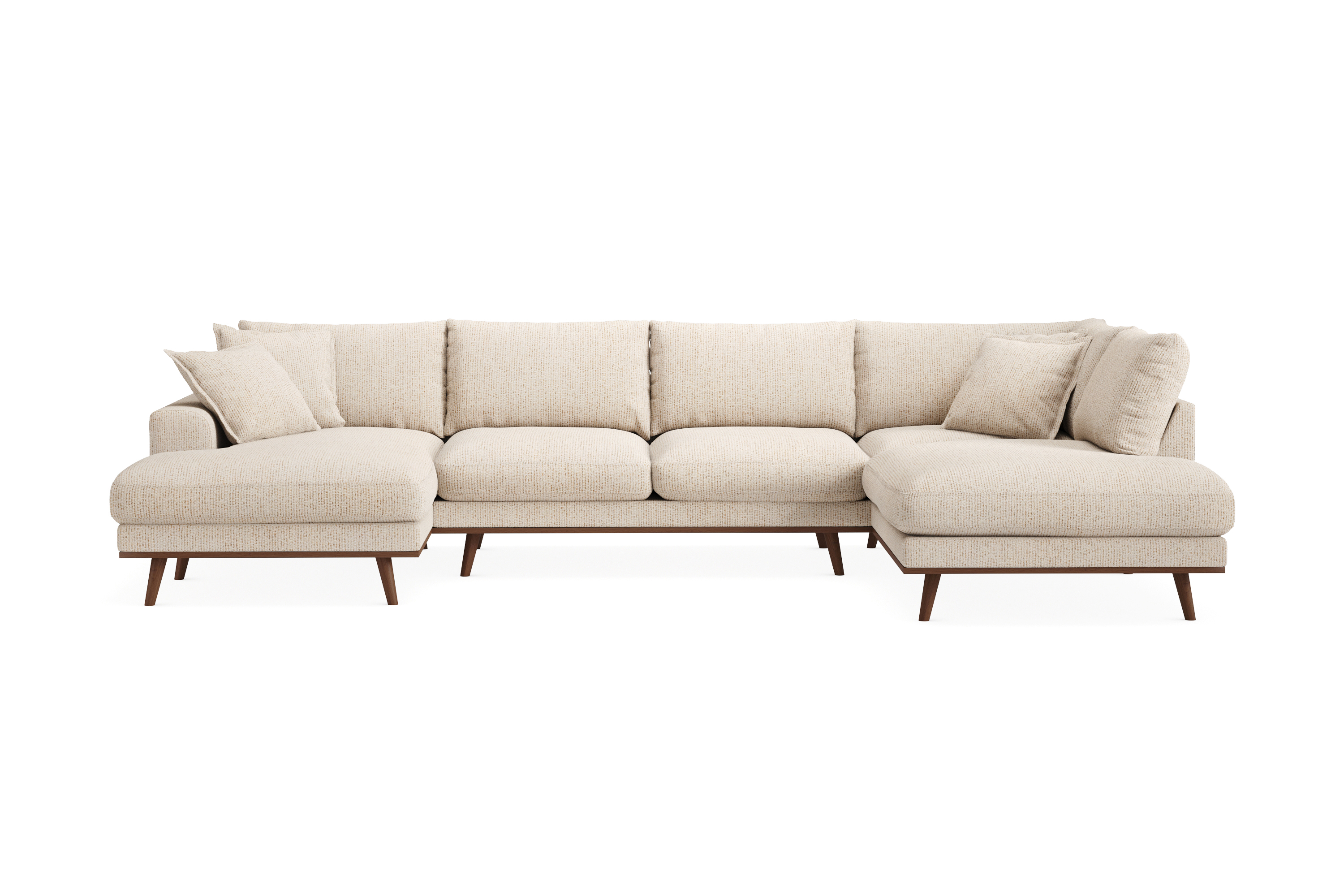 copenhagen premium 5-sits högervänd u-formad djup soffa med divan och schäslong i chenille - beige