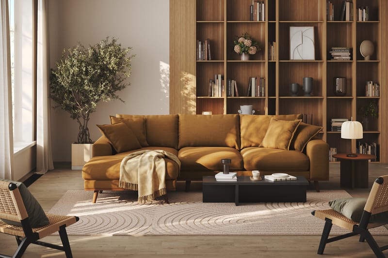 Copenhagen Premium 4-sits Vänstervänd L-formad Djup Divansoffa i Tyg - Senapsgul - Möbler - Vardagsrum - Soffor - Divansoffa & schäslong